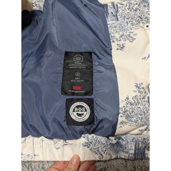 Levi's Puffer Vest Juno Western Blue Denim XL Women's - Picture 5 of 9